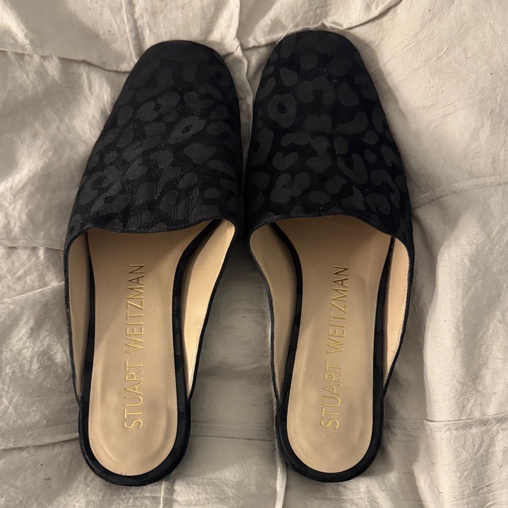 Stuart Weitzman Black Patterned Mules - image 1
